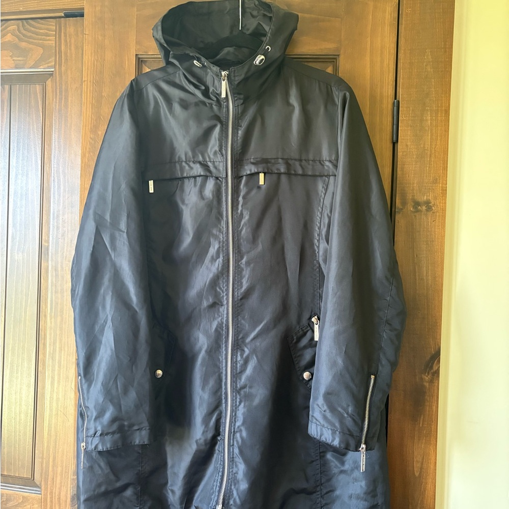 Michael Kors Black Hooded Lightweight Coat